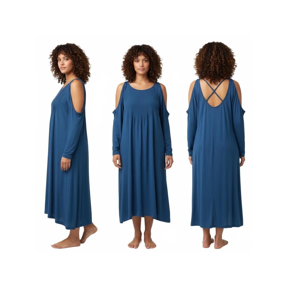 Old Navy Swing Dress Cold Shoulder Long Sleeve Casual Blue Dress